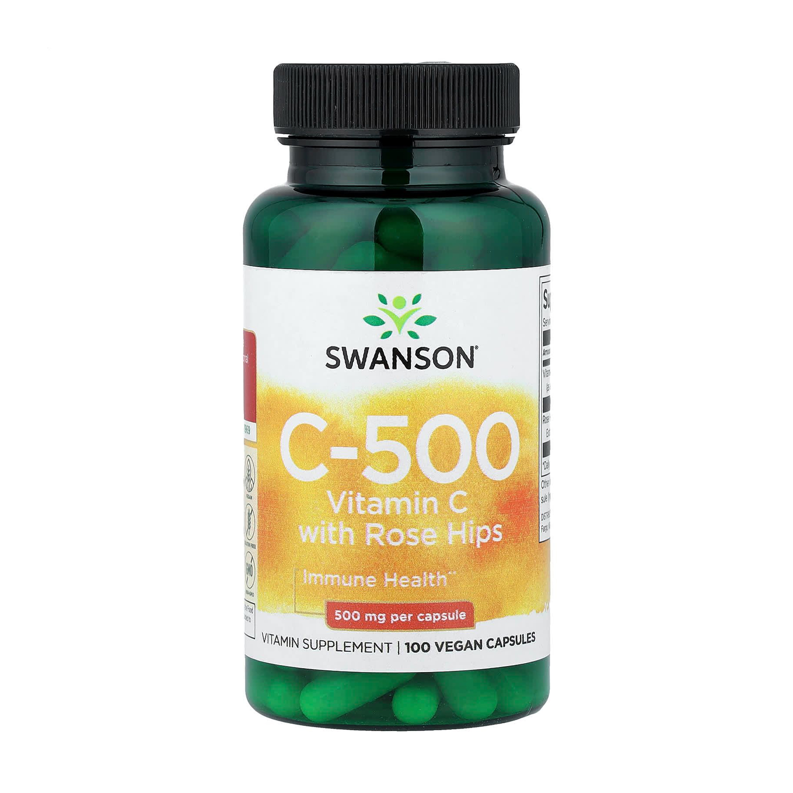 Вітамін C Swanson C-500 Vitamin C with Rose Hips, 500 мг, 100 капсул