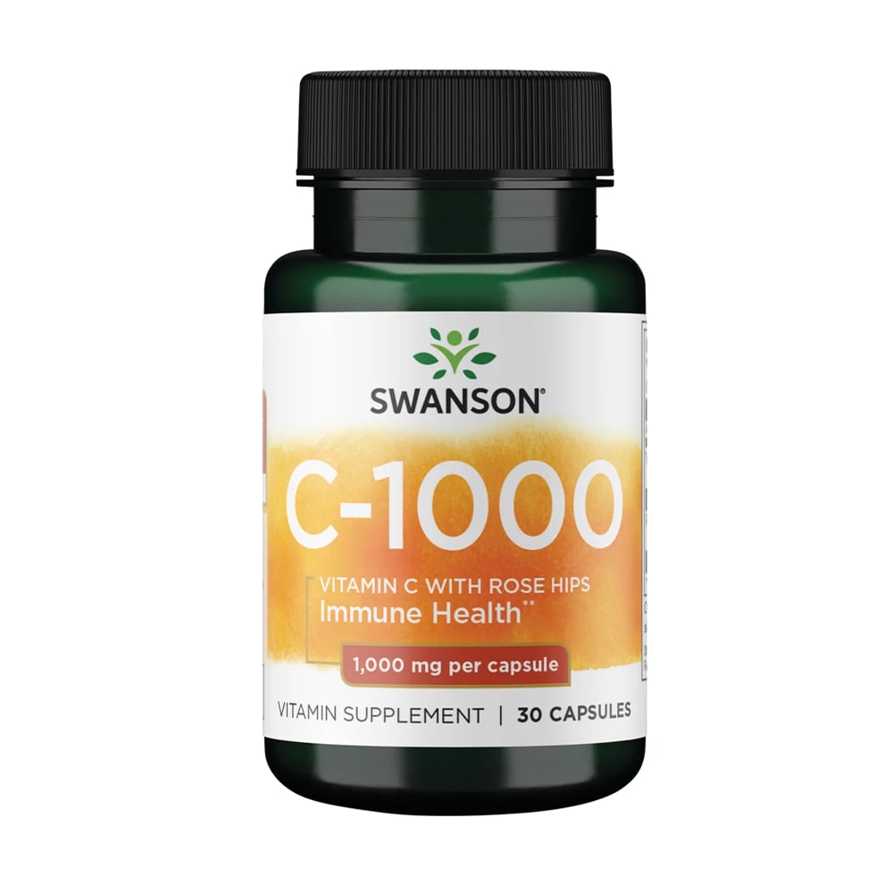 Вітамін С Swanson Vitamin C With Rose Hips 1000 мг з шипшиною, 30 капсул